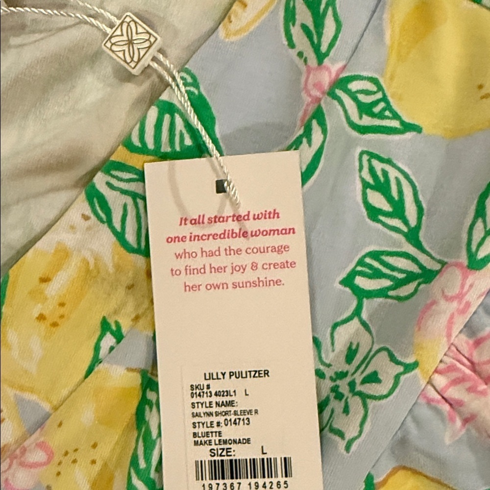 LILLY PULITZER sailynn short-sleeve romper in bluette make lemonade Large NWT - Picture 8 of 10
